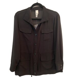 MarlaWynne Wynne Layers Chiffon Safari Jacket Black Size Small New